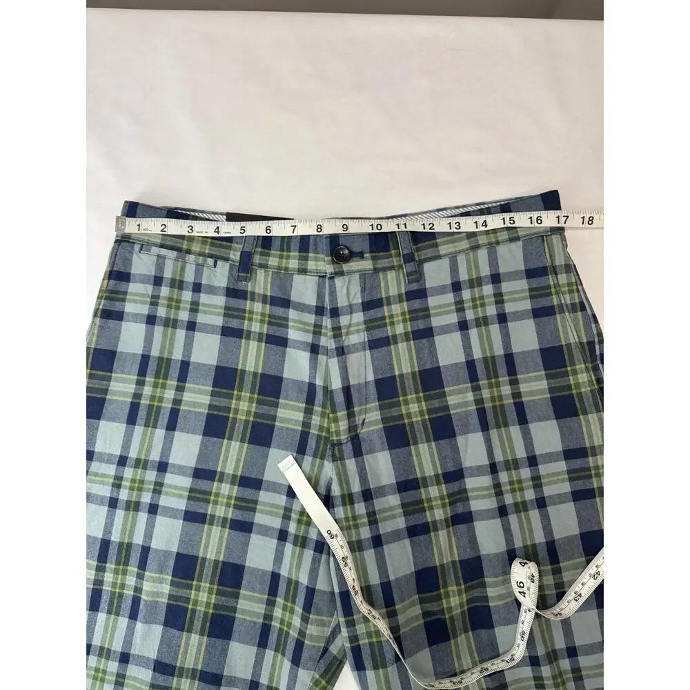 NWT Banana Republic Men's Plaid Shorts Preppy Golf Flat Front Blue Men Size 33